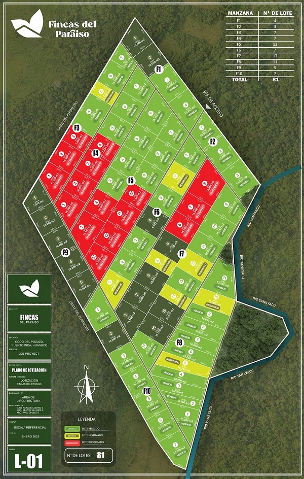 Plano del proyecto Fincas del Paraíso