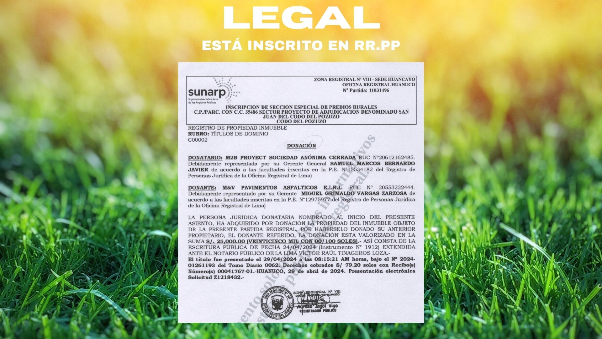 Garantía Legal del proyecto Fincas del Paraíso